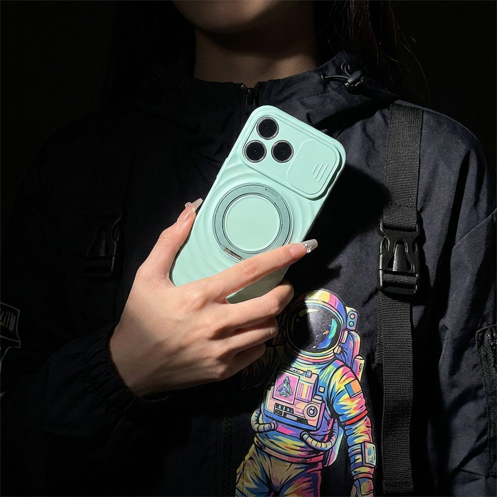 Magnetic Skin-Feel  Case Ring Stand - Premium Turquoise Ripple Phone Case  Precise Fit
