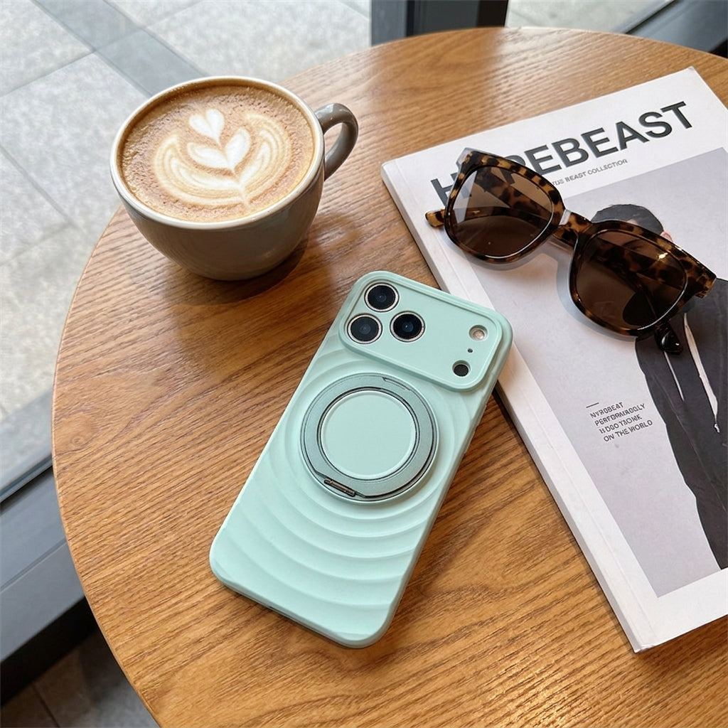 Magnetic Skin-Feel  Case Ring Stand - Premium Turquoise Ripple Phone Case  Precise Fit
