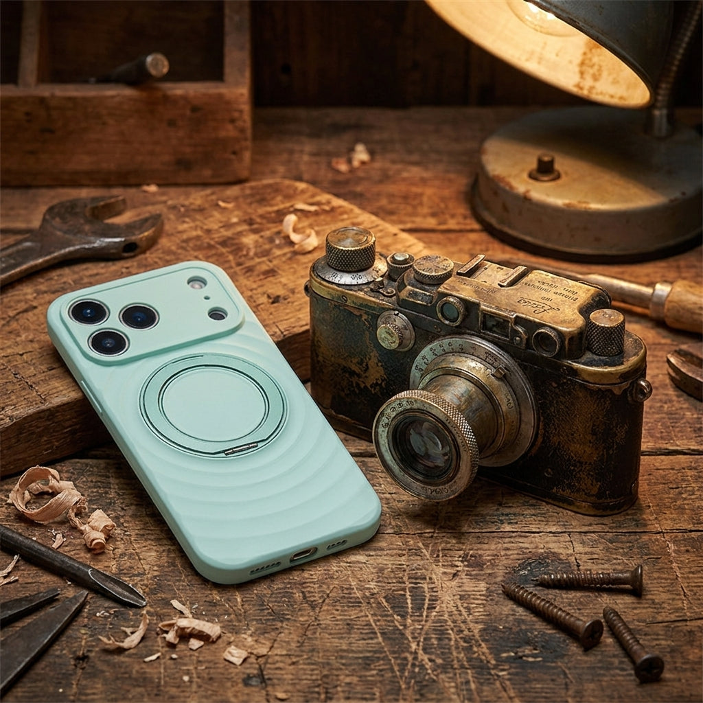 Magnetic Skin-Feel  Case Ring Stand - Premium Turquoise Ripple Phone Case  Precise Fit
