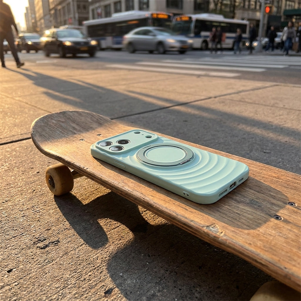 Magnetic Skin-Feel  Case Ring Stand - Premium Turquoise Ripple Phone Case  Precise Fit