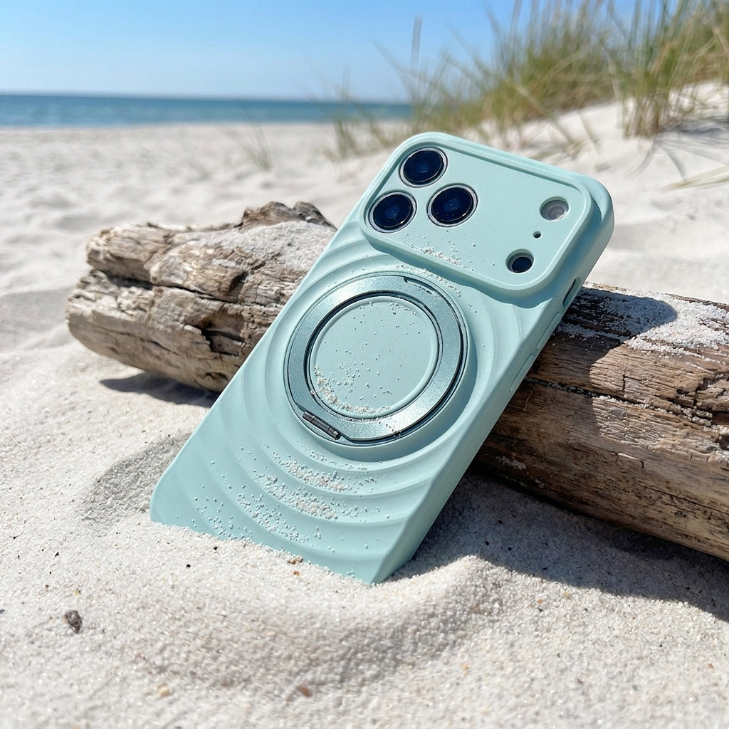 Magnetic Skin-Feel  Case Ring Stand - Premium Turquoise Ripple Phone Case  Precise Fit