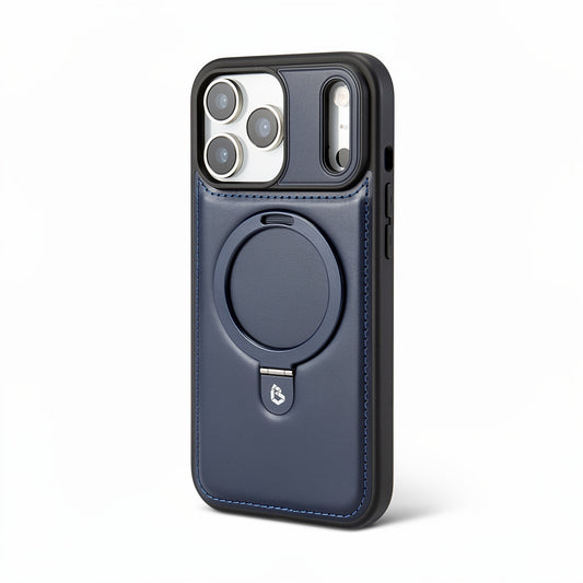 Magnetic Kickstand iPhone Case | Premium Business Leather - Gentleman Blue
