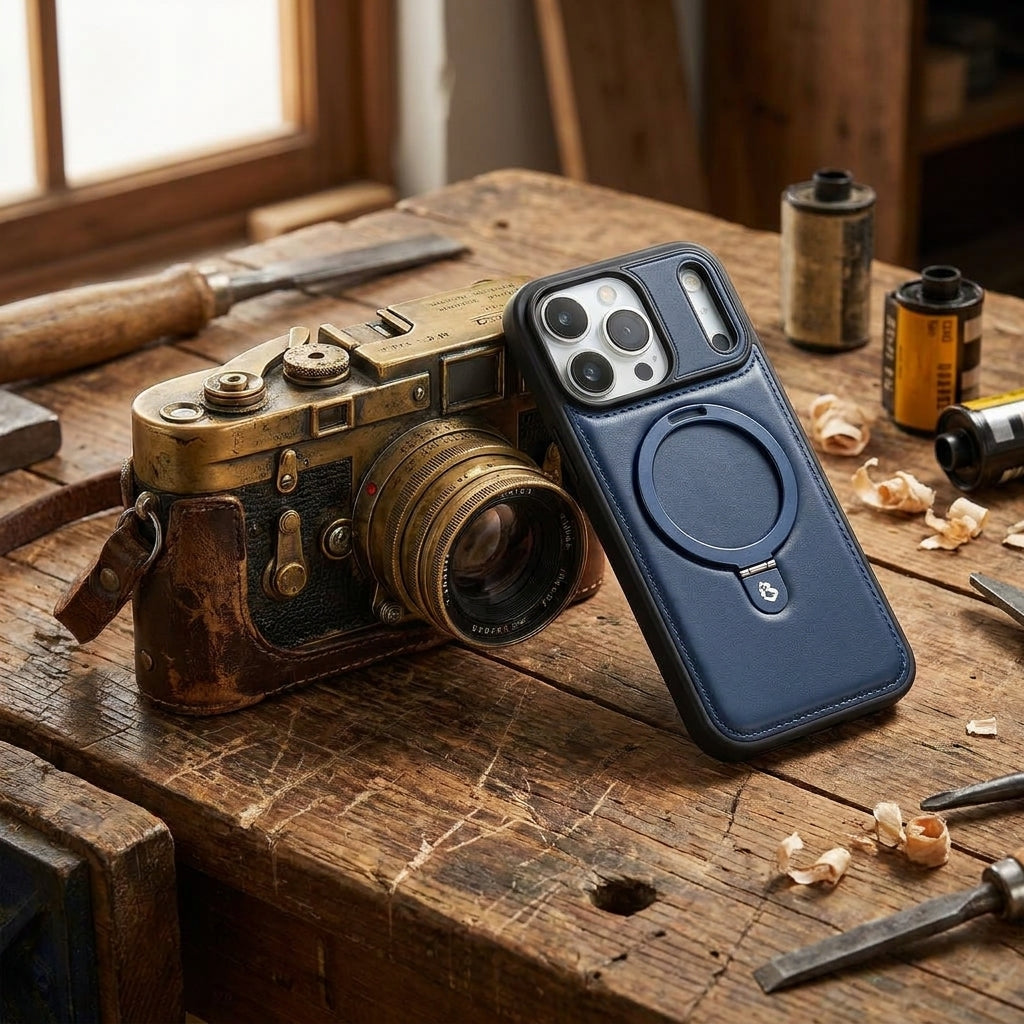 Magnetic Kickstand iPhone Case | Premium Business Leather - Gentleman Blue