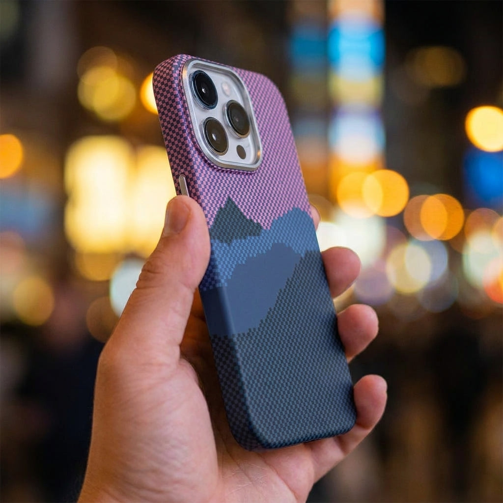 Magnetic Phone Case | Carbon Fiber Case with Kevlar Weave –  Pink Mountain Peak