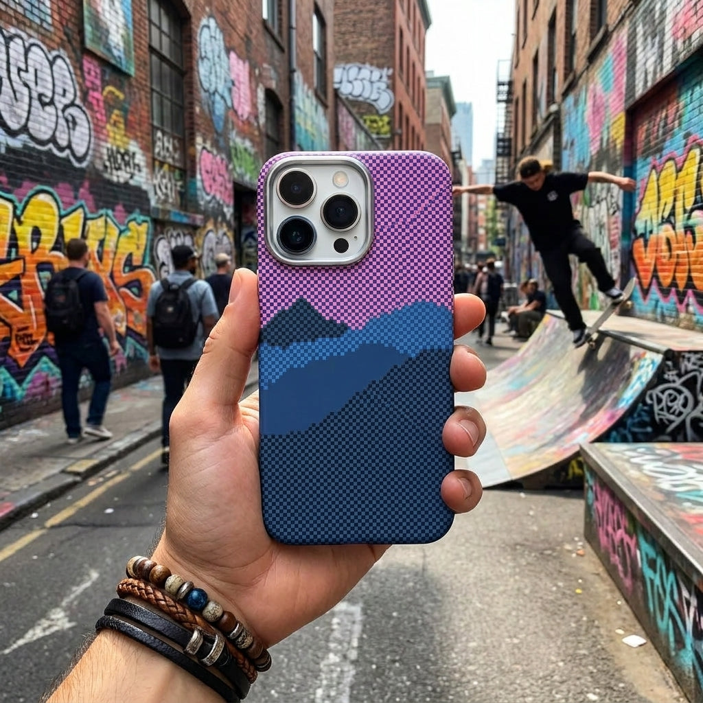 Magnetic Phone Case | Carbon Fiber Case with Kevlar Weave –  Pink Mountain Peak