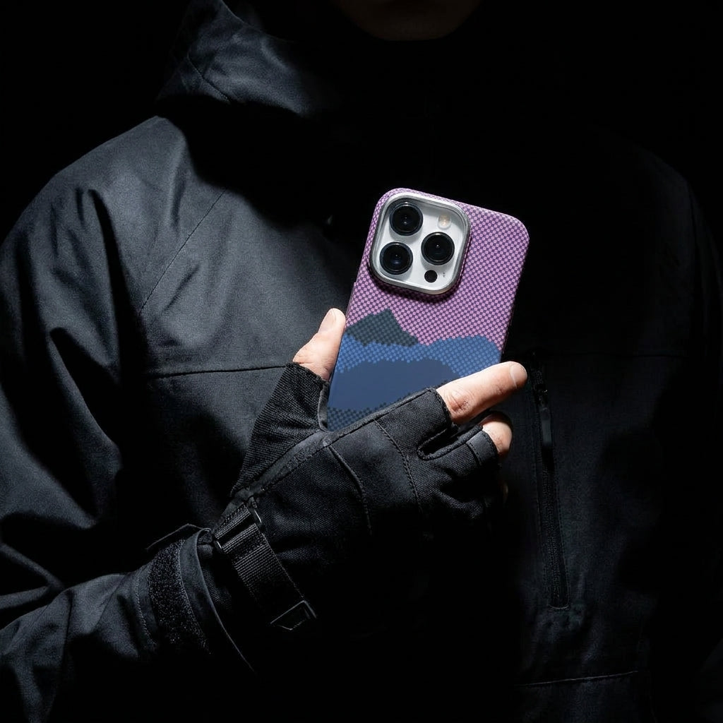 Magnetic Phone Case | Carbon Fiber Case with Kevlar Weave –  Pink Mountain Peak
