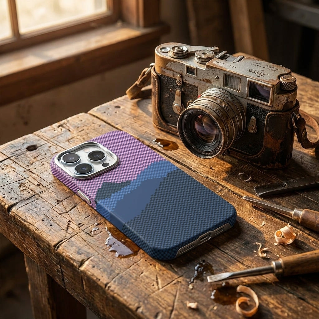 Magnetic Phone Case | Carbon Fiber Case with Kevlar Weave –  Pink Mountain Peak