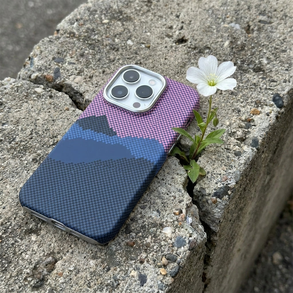 Magnetic Phone Case | Carbon Fiber Case with Kevlar Weave –  Pink Mountain Peak