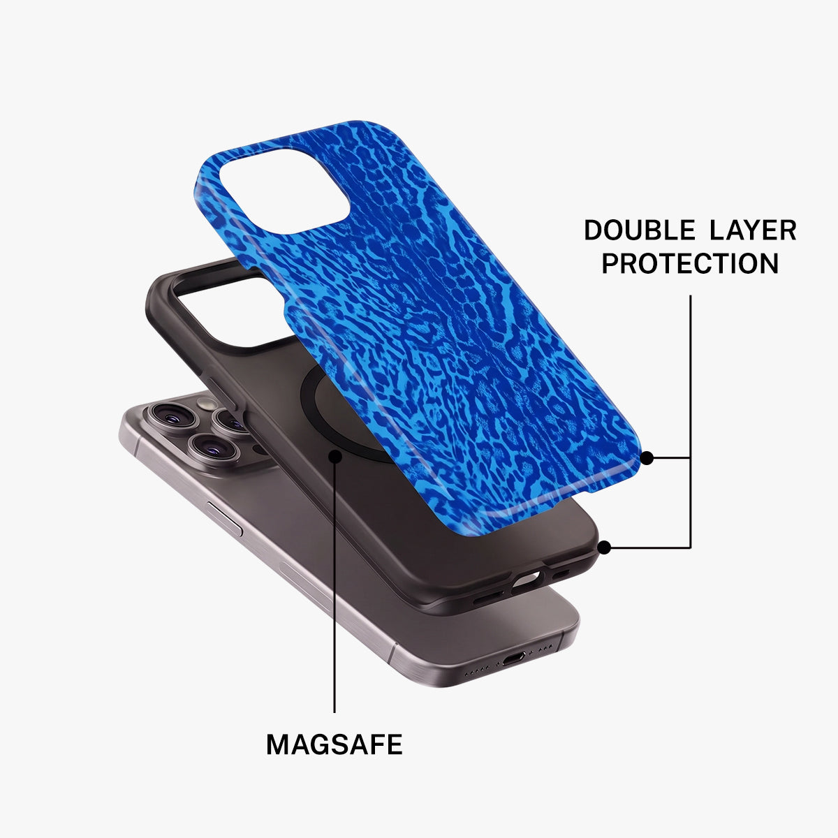 Magnetic Phone Case | Ocean Blue Leopard Pattern
