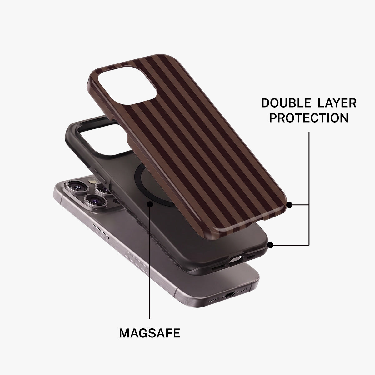 Magnetic Phone Case | Brown Stripes Classic Minimalist