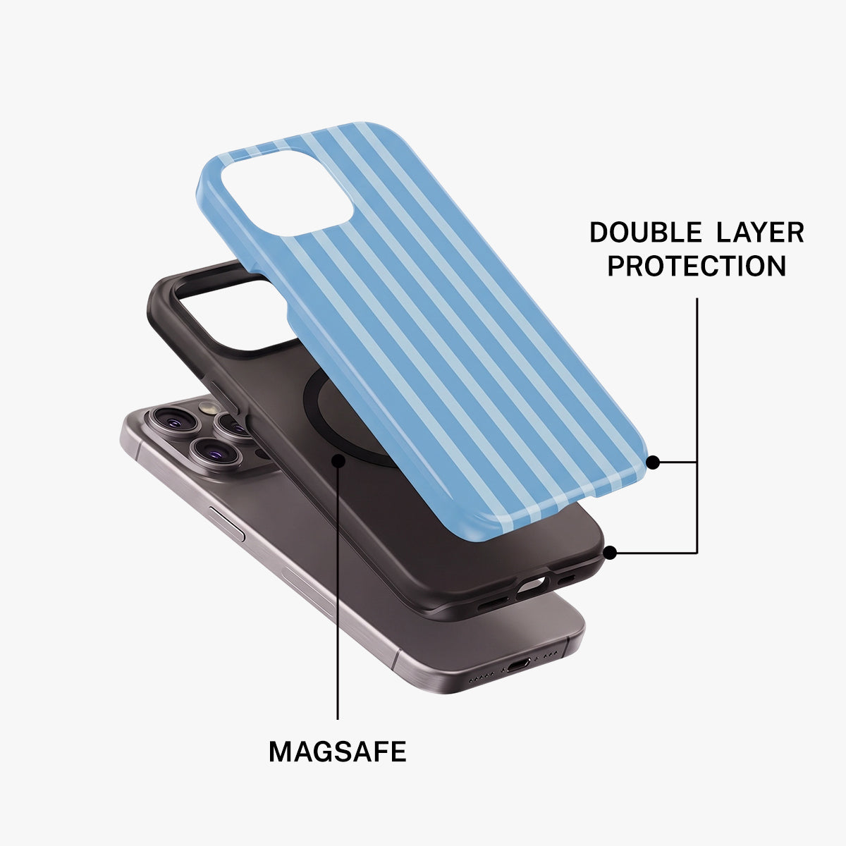 Magnetic Phone Case | Blue Stripe Pattern