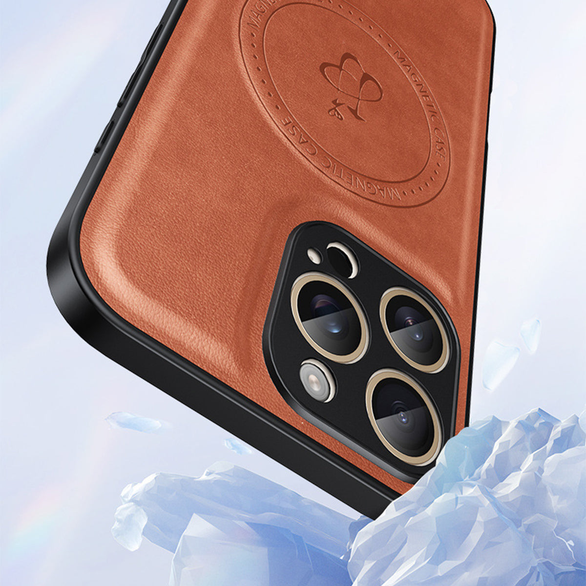 Magnetic Leather Phone Case | Faux Leather TPU Brown