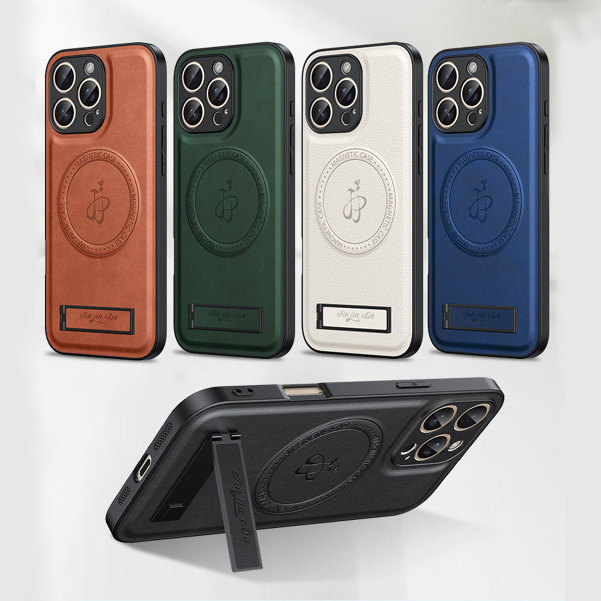 Magnetic Leather Phone Case | Faux Leather TPU Green