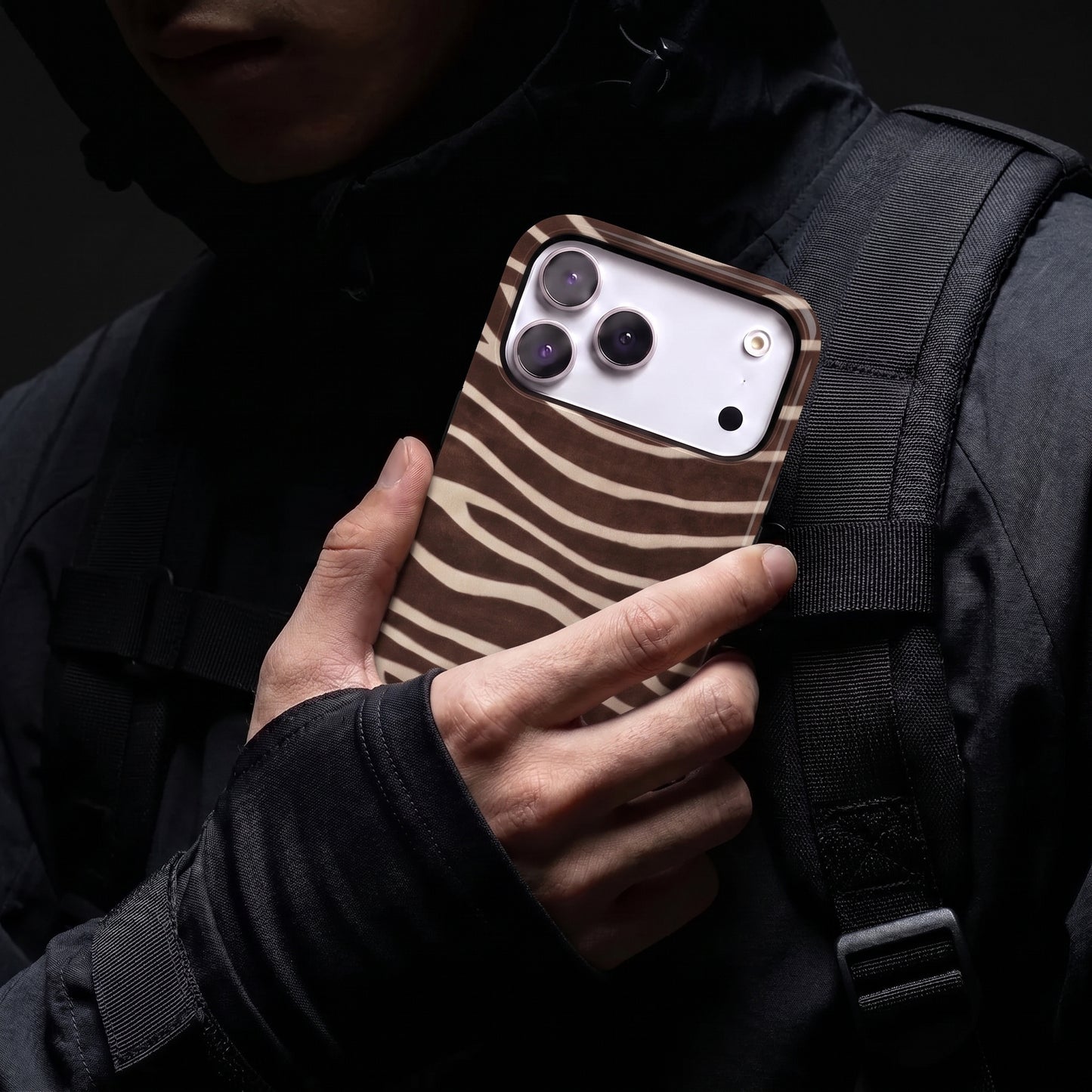 Magnetic Phone Case | Espresso Zebra Animal Print