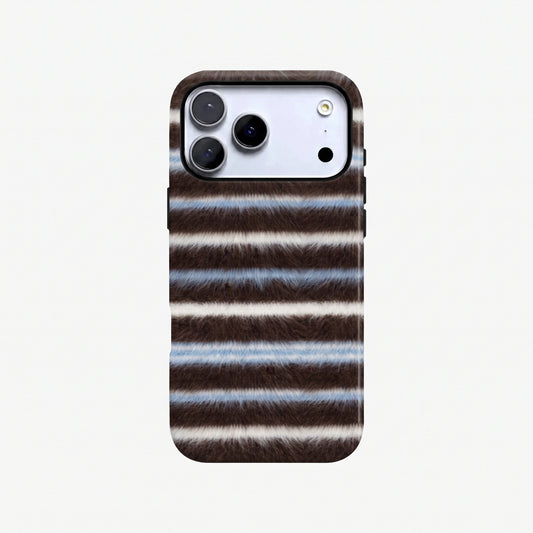 Magnetic Phone Case | Brown Blue Knit Stripe Print