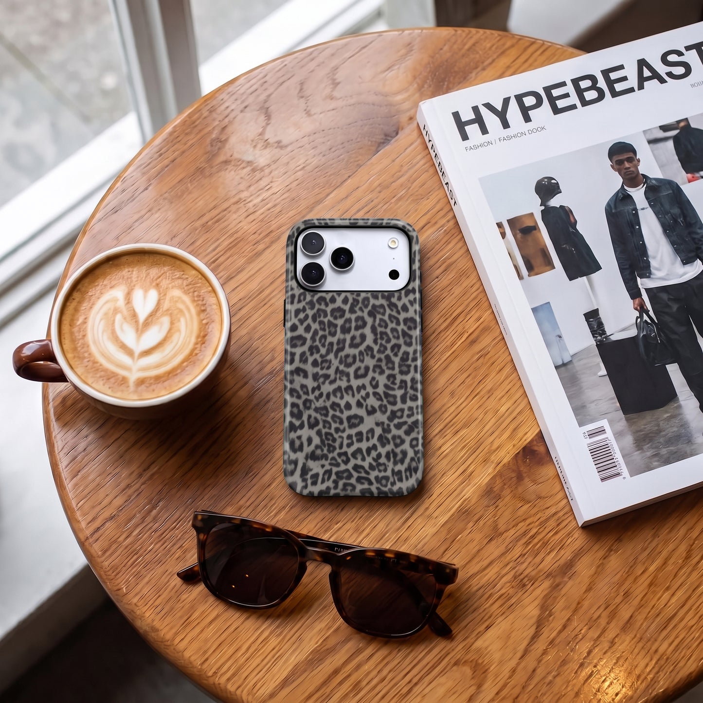 Magnetic Phone Case | Grey Dark Leopard