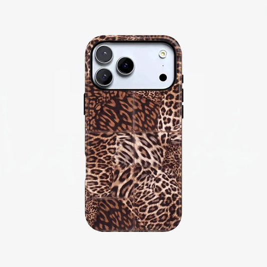 Magnetic Phone Case | Warm Caramel Tiled Leopard