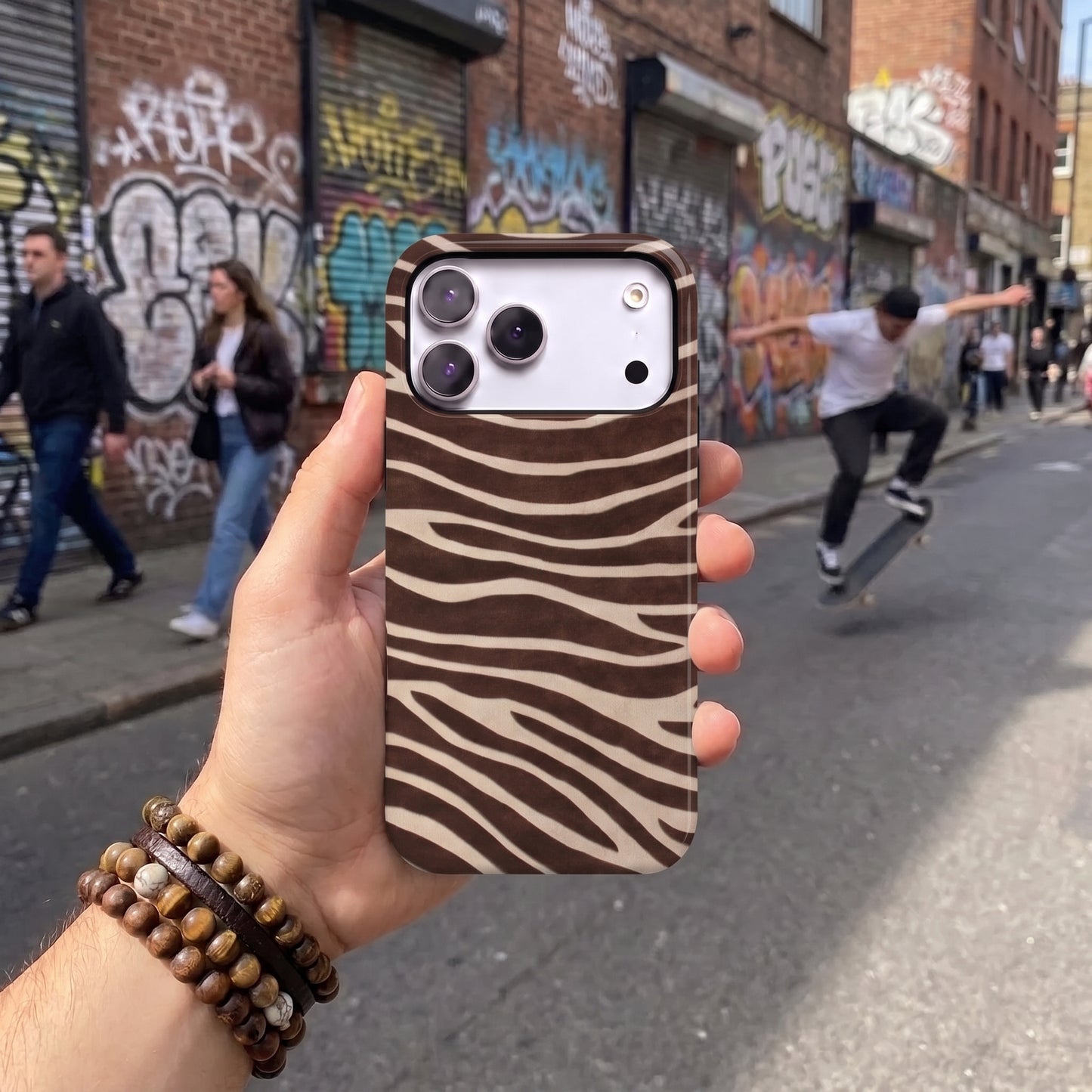 Magnetic Phone Case | Espresso Zebra Animal Print