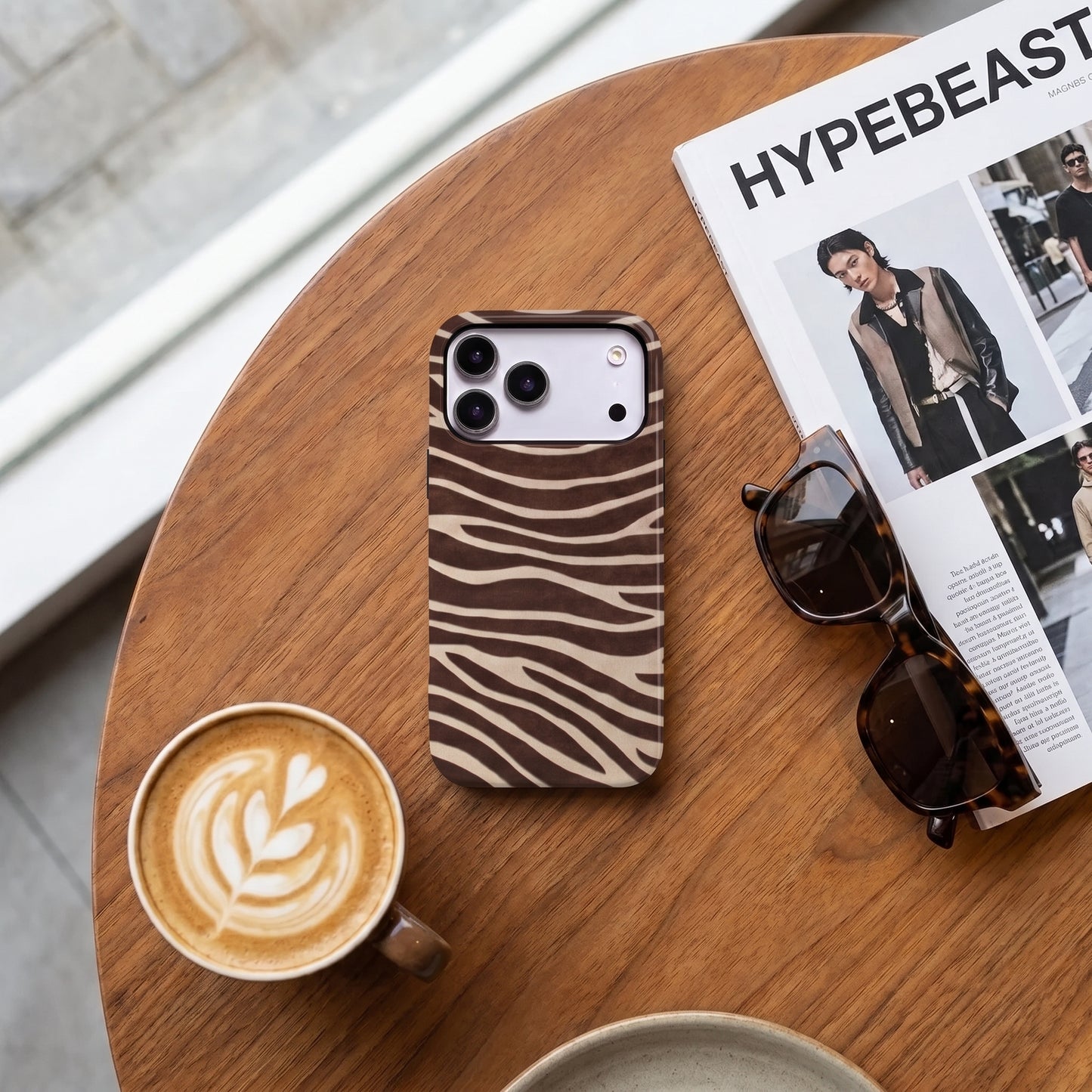 Magnetic Phone Case | Espresso Zebra Animal Print