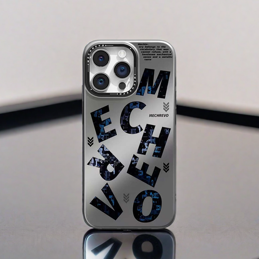 Reflective Phone Case | Metal Mechanical Fonts Blue