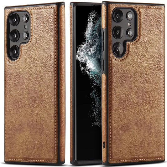 Galaxy Phone Case | Cowhide Textured Brown Phone Case