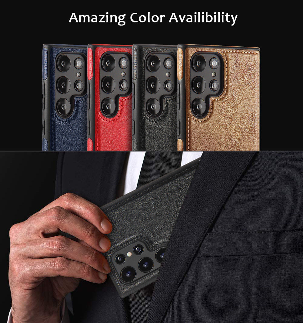 Black Leather Texture Samsung Galaxy Case – Cowhide Inspired Soft-Touch Protection