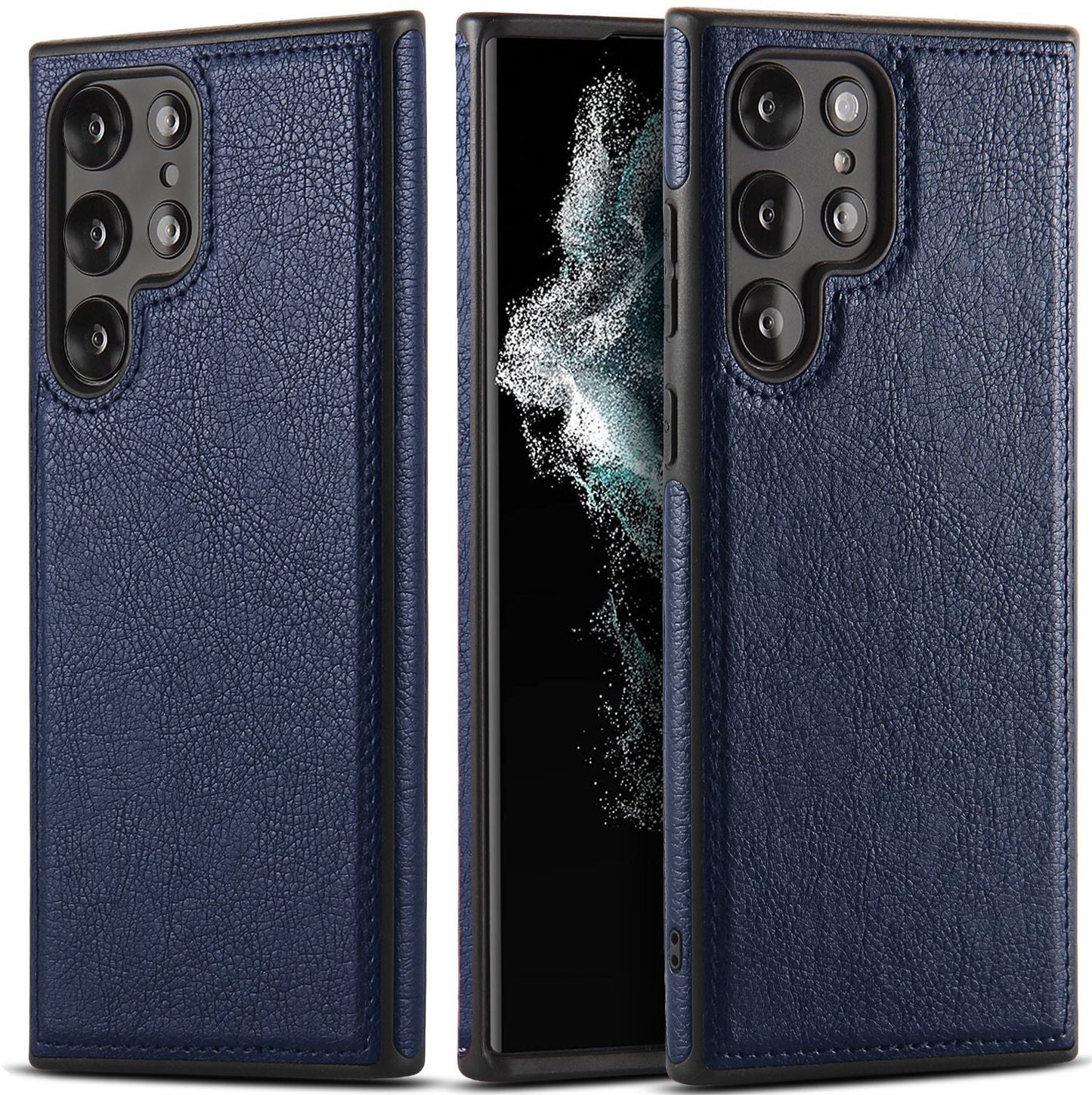 Navy Leather Texture Samsung Galaxy Case – Cowhide Inspired Soft-Touch Protection