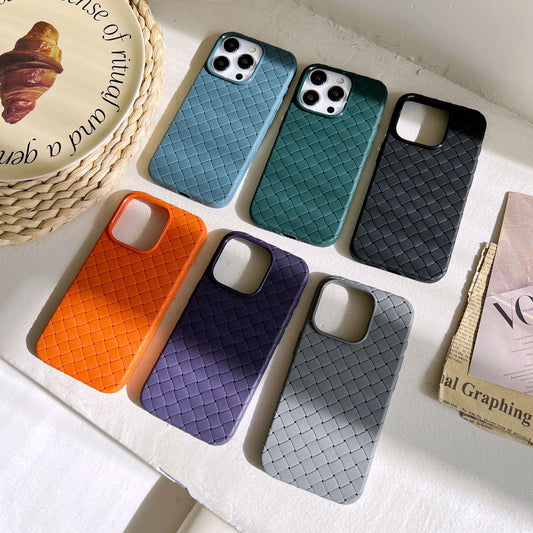 SALE | Leather Phone Case | Woven Faux Leather TPU Purple