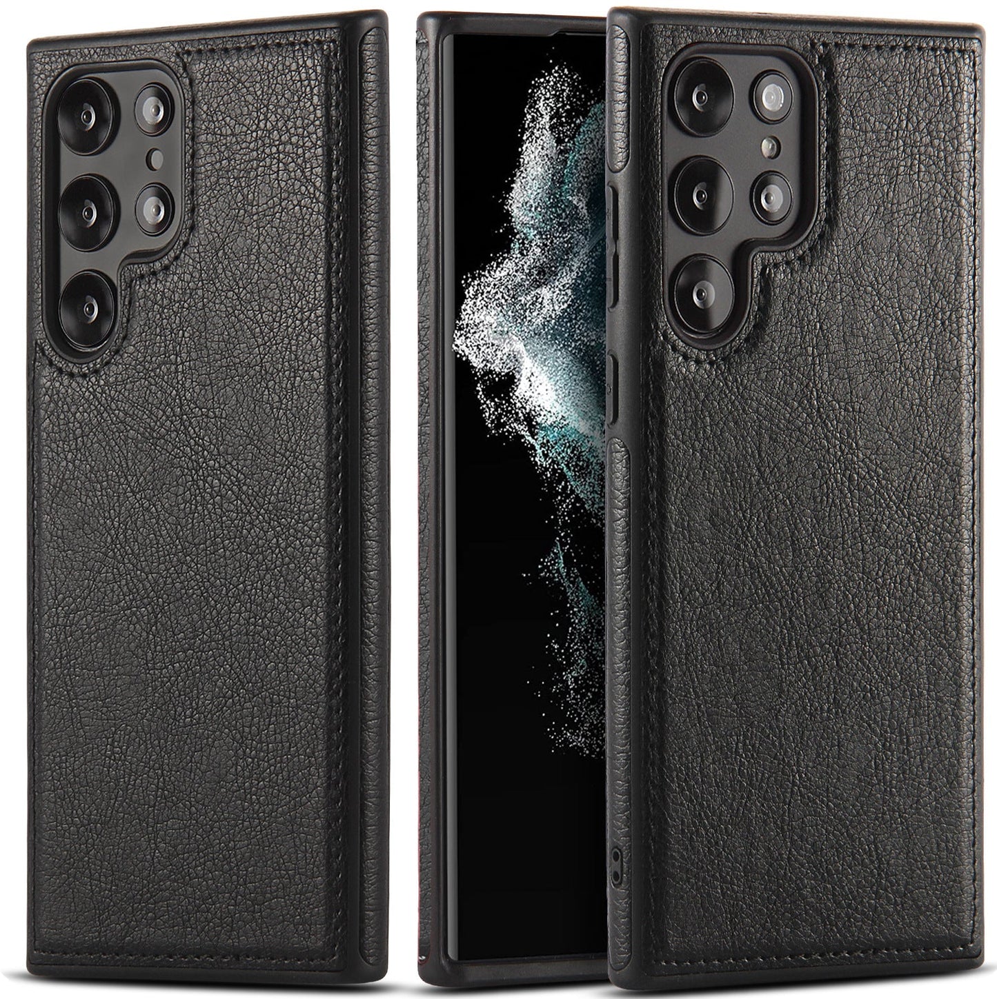 Black Leather Texture Samsung Galaxy Case – Cowhide Inspired Soft-Touch Protection