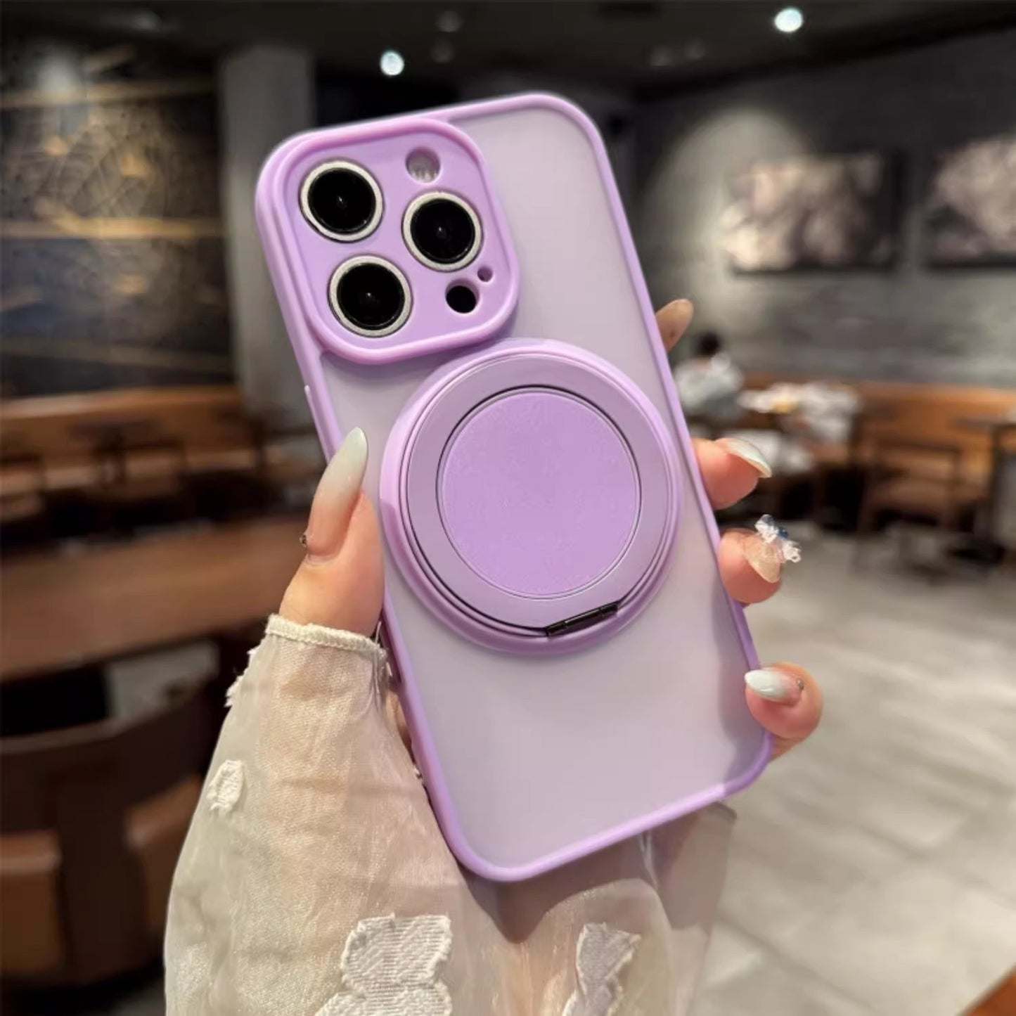 Skin-Feel Silicone Phone Case Ring Stand MagSafe - Purple