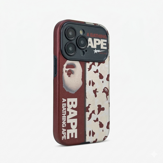 Red APE Leather Phone Case – Premium Streetwear iPhone Cover – Bold Textured Design