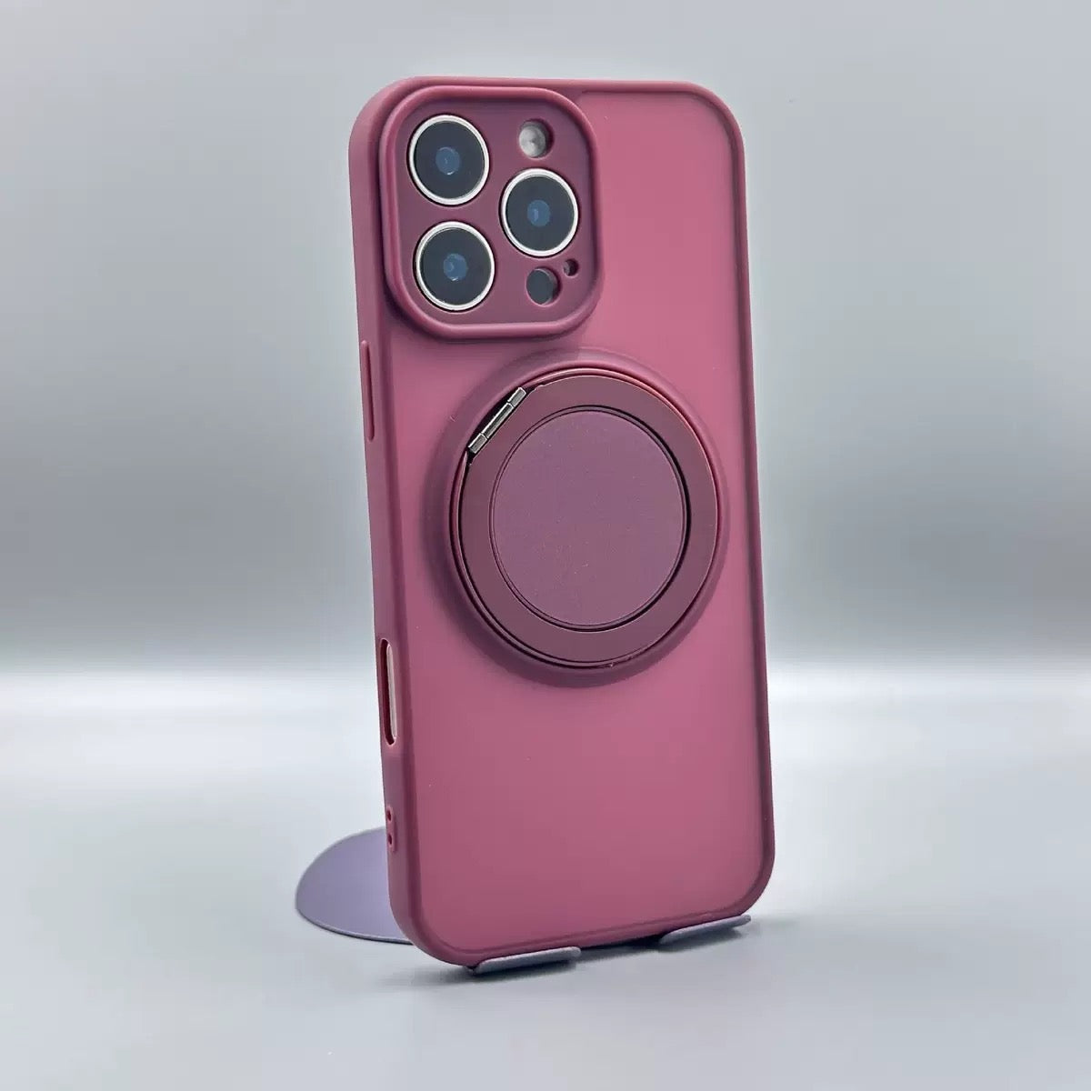 Skin-Feel Silicone Phone Case Ring Stand MagSafe - Plum
