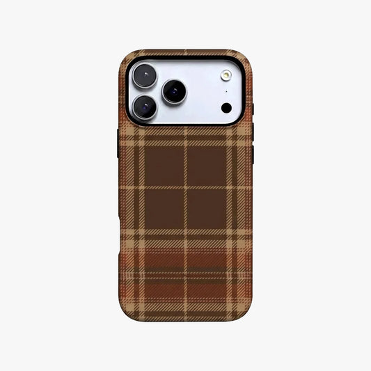 Magnetic Phone Case | Brown Tartan Plaid Print Classic Check