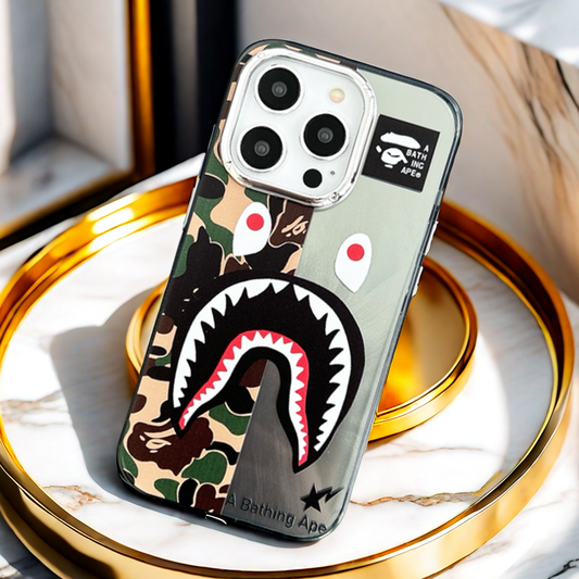 Reflective Phone Case | APE Green Camo Shark