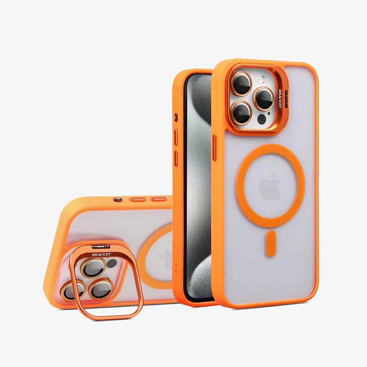 Magnetic Wireless Charging Hard Case | Orange with Invisible Kickstand