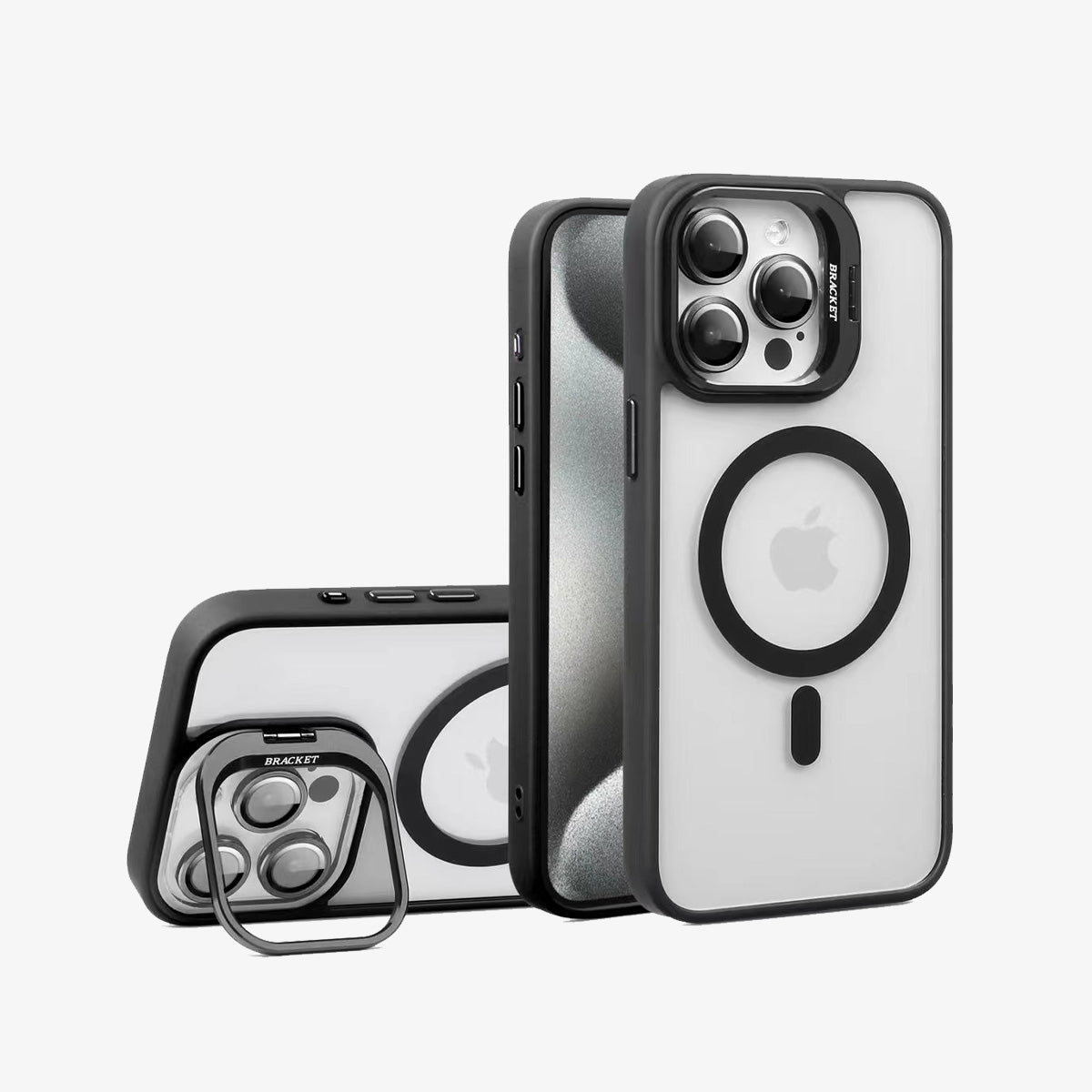Magnetic Wireless Charging Hard Case | Black with Invisible Kickstand