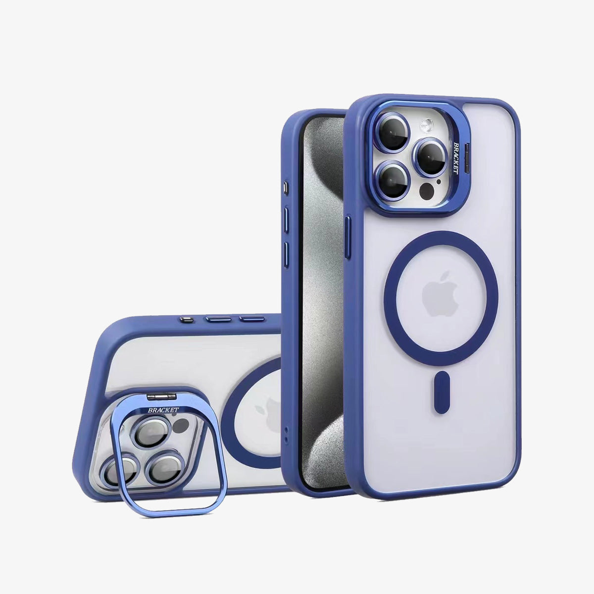 Magnetic Wireless Charging Hard Case | Dark Blue with Invisible Kickstand