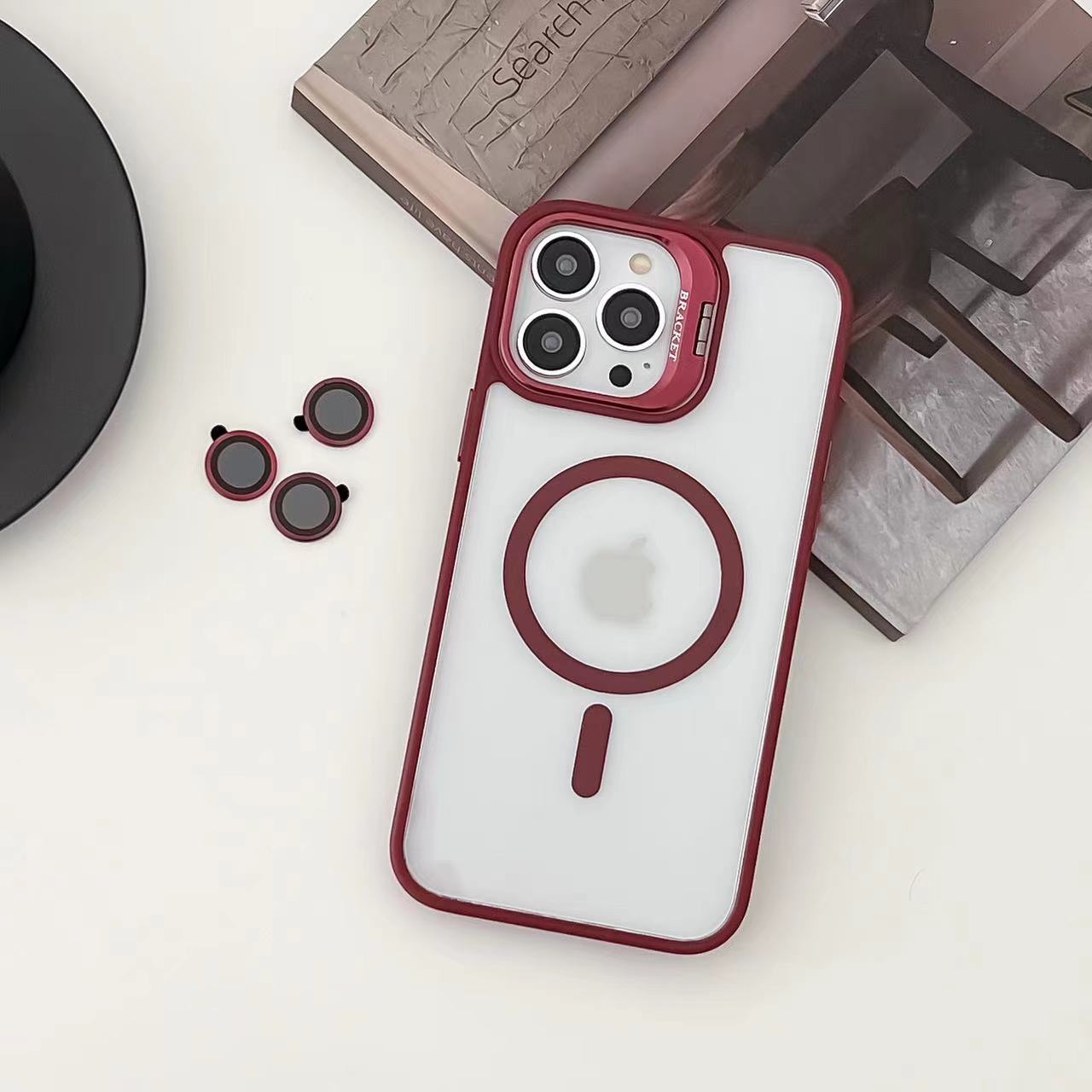 Magnetic Wireless Charging Hard Case | Red with Invisible Kickstand