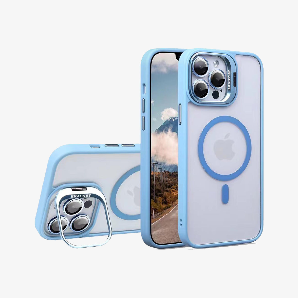Magnetic Wireless Charging Hard Case | Blue with Invisible Kickstand