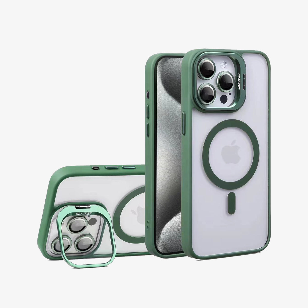 Magnetic Wireless Charging Hard Case | Green with Invisible Kickstand