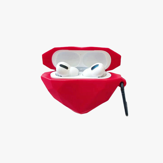3D Red Diamond Heart AirPods Case