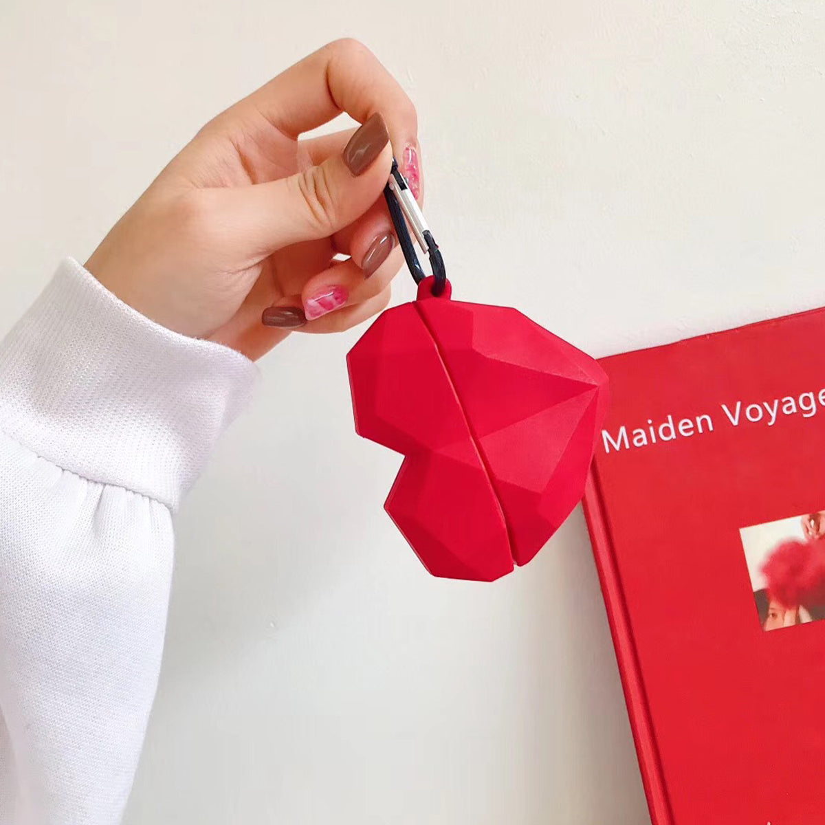 3D Red Diamond Heart AirPods Case