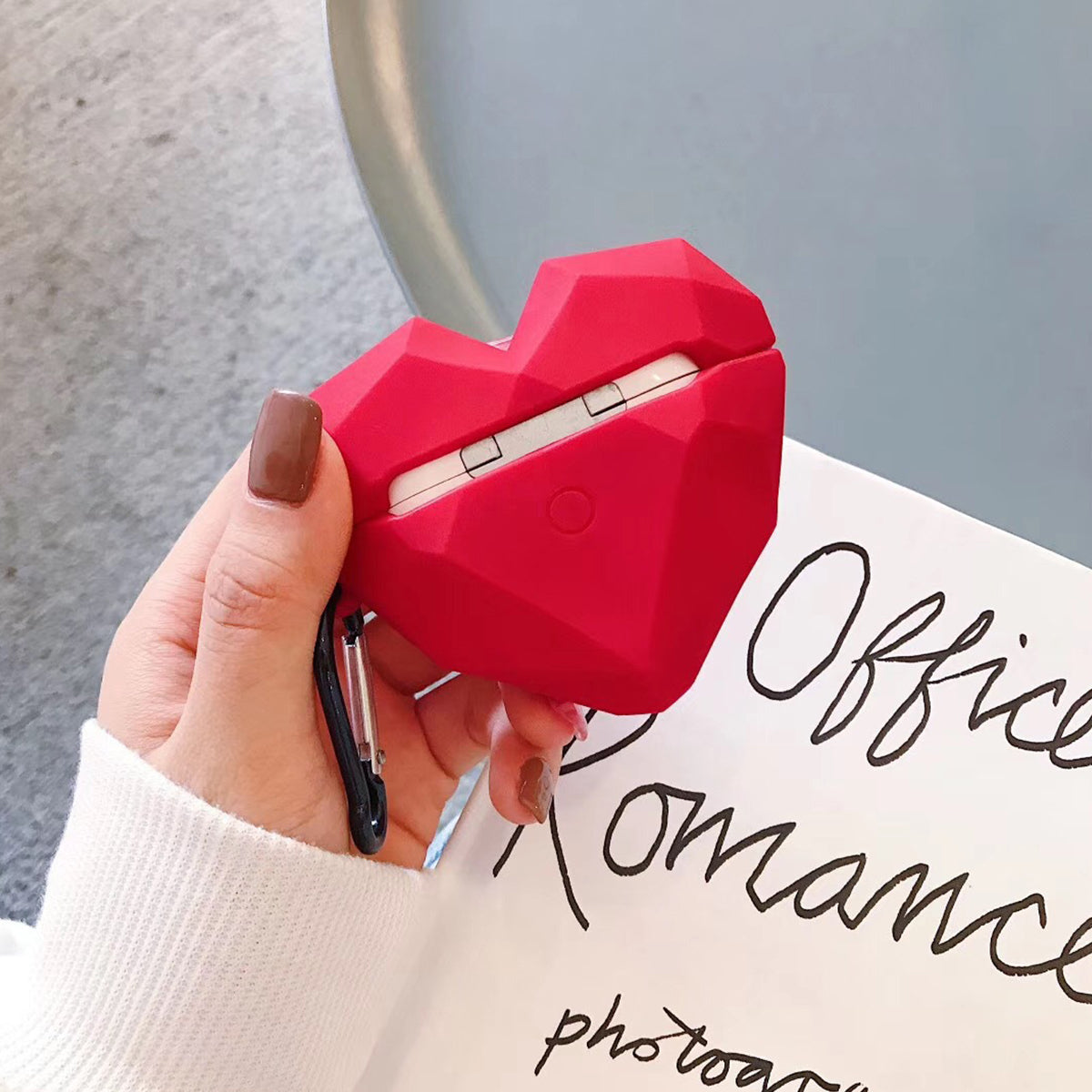 3D Red Diamond Heart AirPods Case