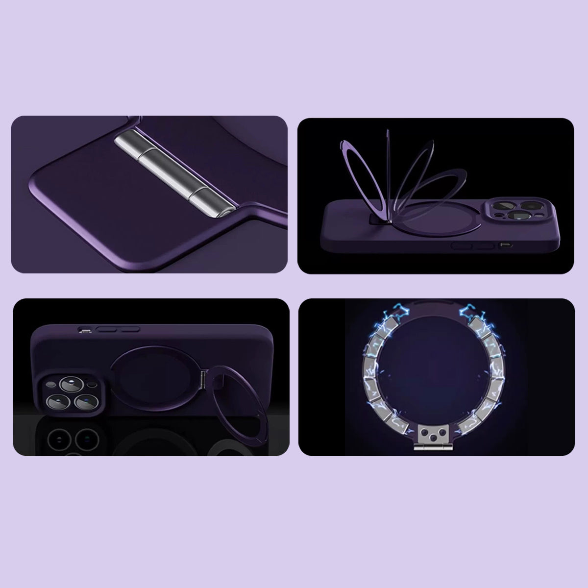 Magnetic Wireless Charging Phone Case | Liquid Silicone Solid Color Phone Case with Stand