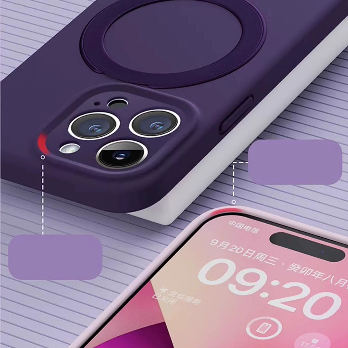 Magnetic Wireless Charging Phone Case | Liquid Silicone Solid Color Phone Case with Stand