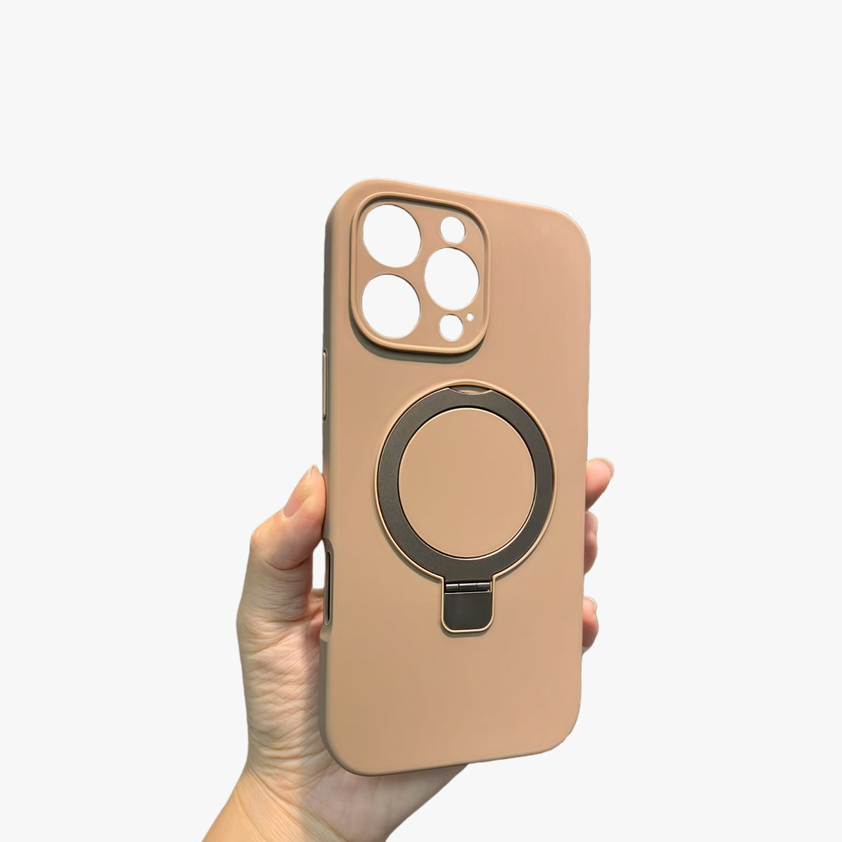 Magnetic Wireless Charging Phone Case | Liquid Silicone Solid Color Phone Case with Stand