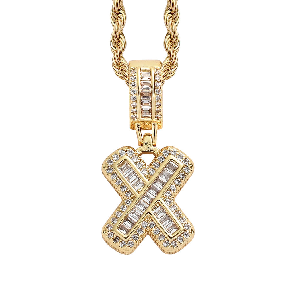 Baguette Iced A to Z Letters Pendants in 14K Gold - SPICEUP