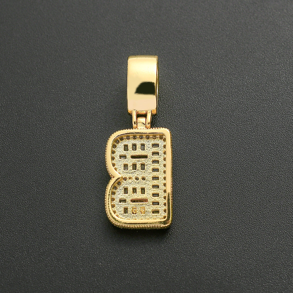 Baguette Iced A to Z Letters Pendants in 14K Gold - SPICEUP