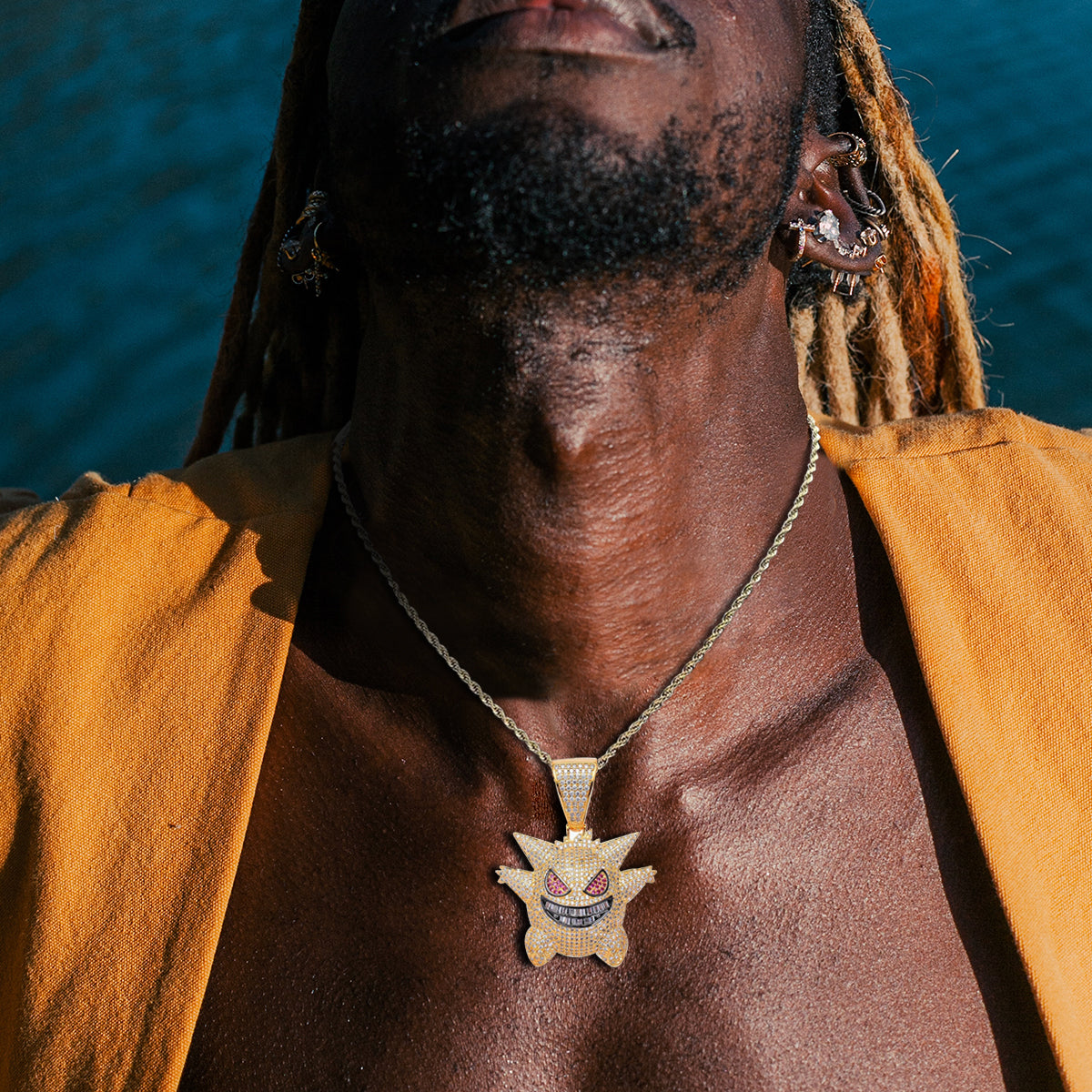 Iced Gengar Pendant in 14K Gold - SPICEUP