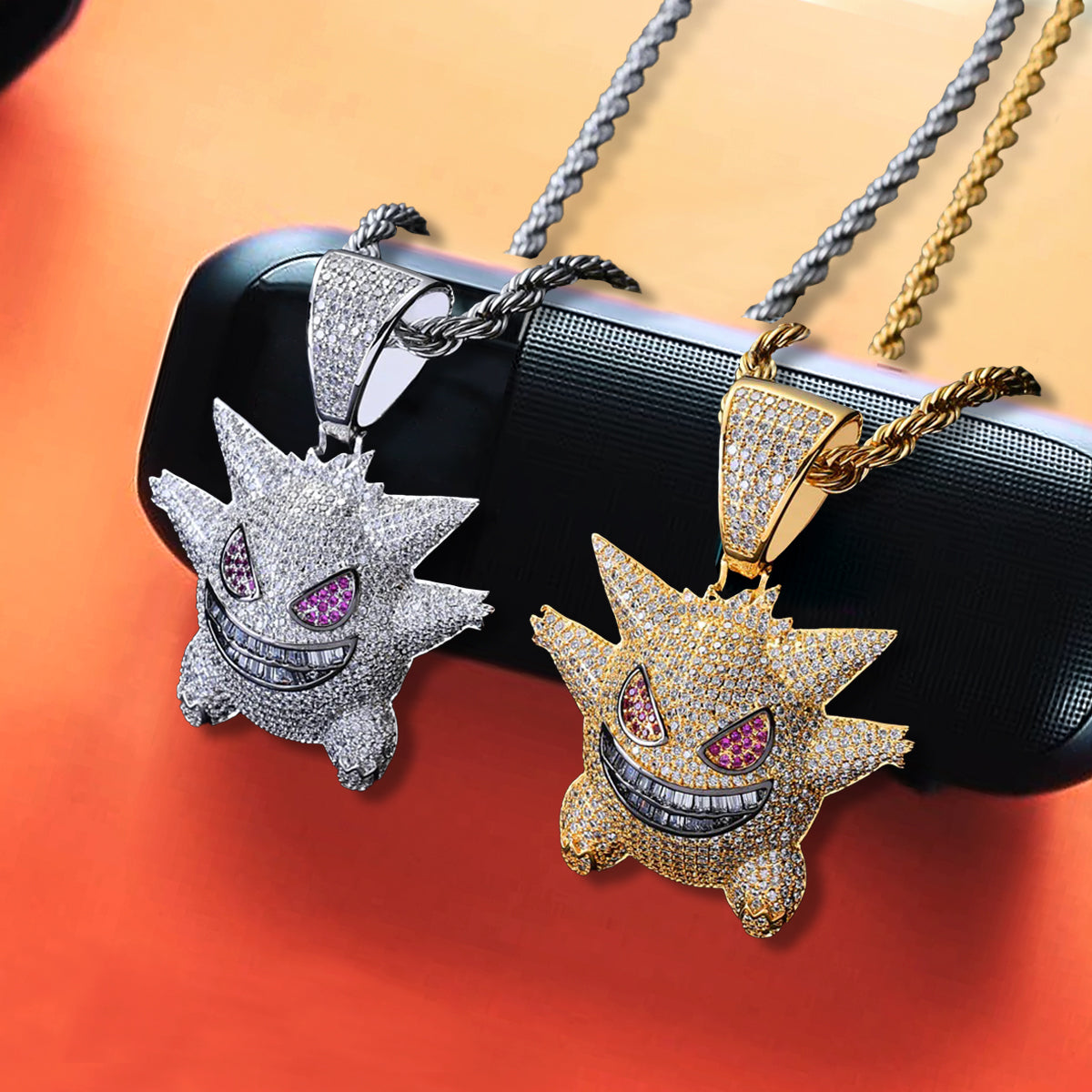 Iced Gengar Pendant in 14K Gold - SPICEUP